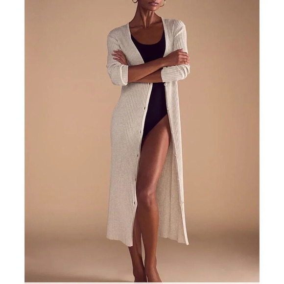 Victoria's Secret Light Pink Long Open-Front Cardigan Sweater Dress Size XL NWT - Picture 4 of 9